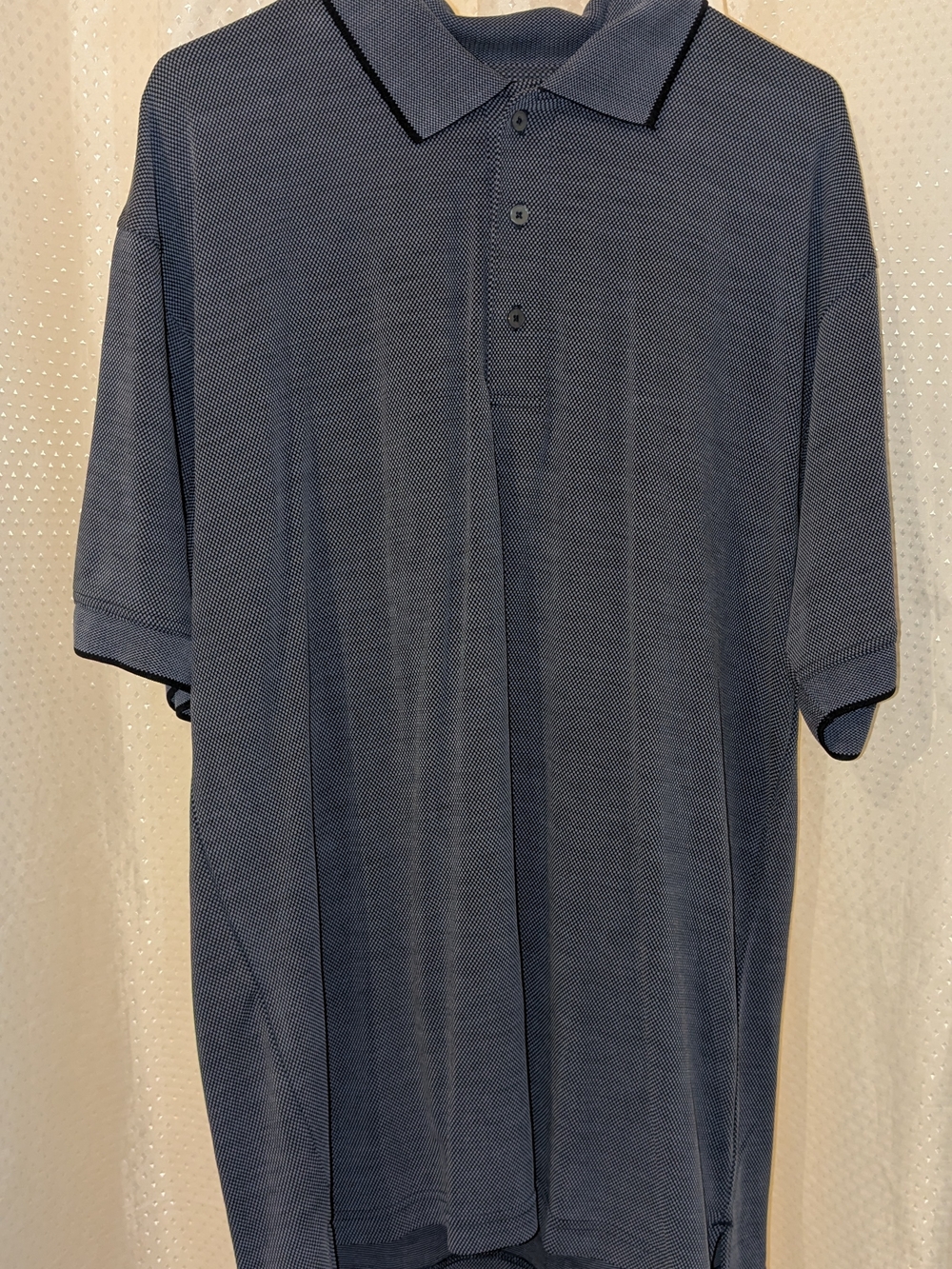 Classic Men's Polo Shirt in Navy with Micro-Texture